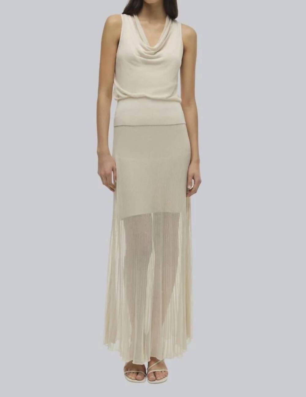 NEW SIMKHAI gennie knit midi skirt in sand